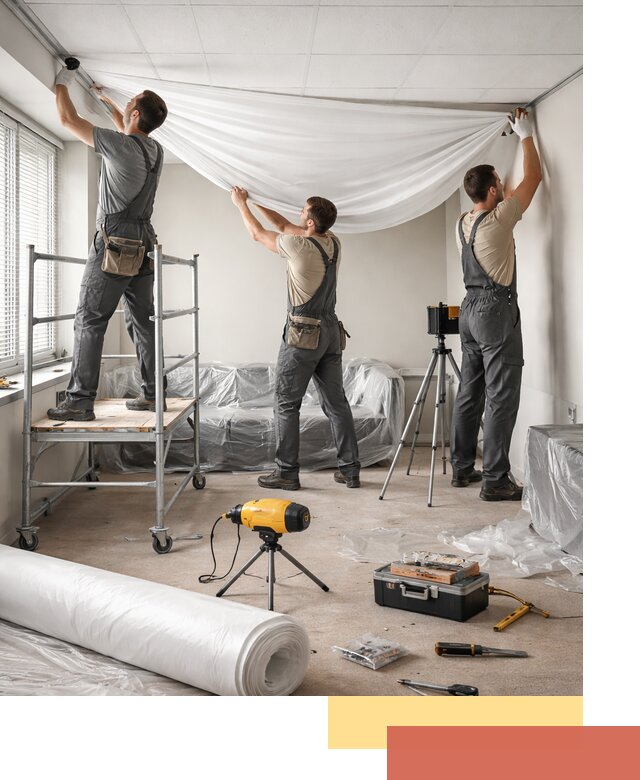 Монтаж натяжного потолка в офисе в Горячем Ключе