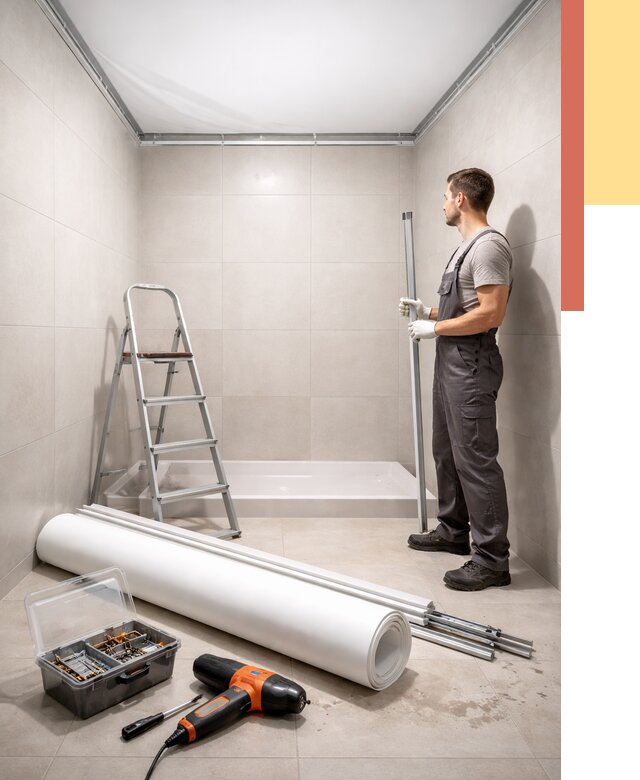 Монтаж натяжного потолка в санузле в Горячем Ключе от 1912 руб. — ОТДЕЛОЧНИК-Грч