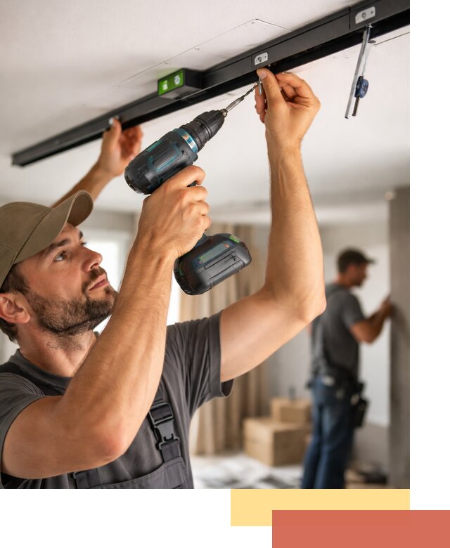 Установка трековых светильников в натяжной потолок в Горячем Ключе