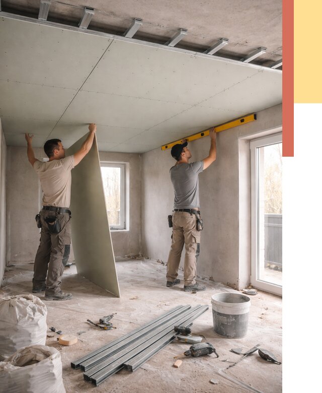 Одноуровневый потолок из гипсокартона в Горячем Ключе от 775 руб. — монтаж под ключ | ОТДЕЛОЧНИК-Грч