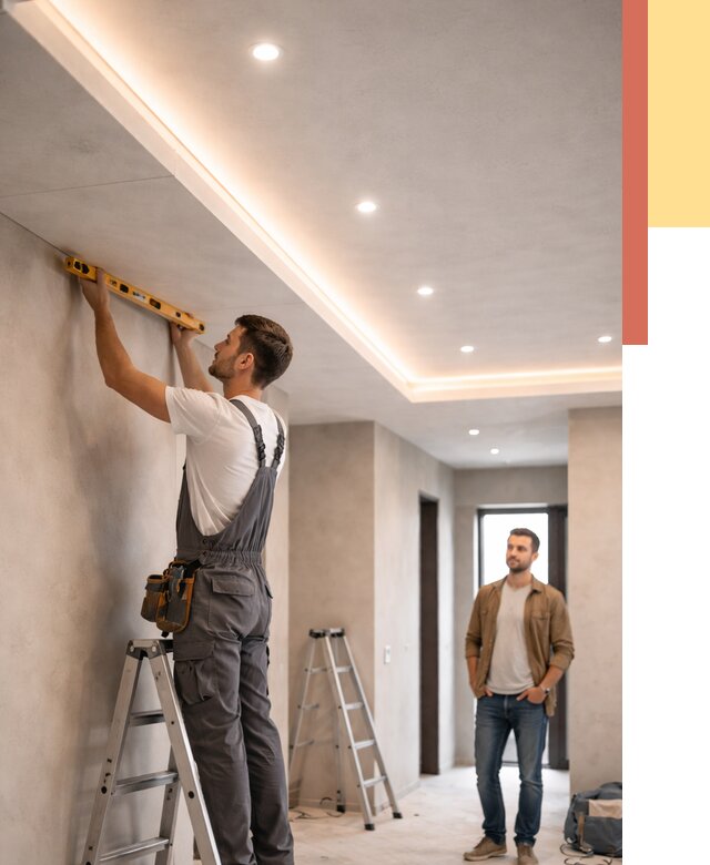 Потолок из гипсокартона с подсветкой в Горячем Ключе от 775 руб./м2 под ключ | ОТДЕЛОЧНИК-Грч