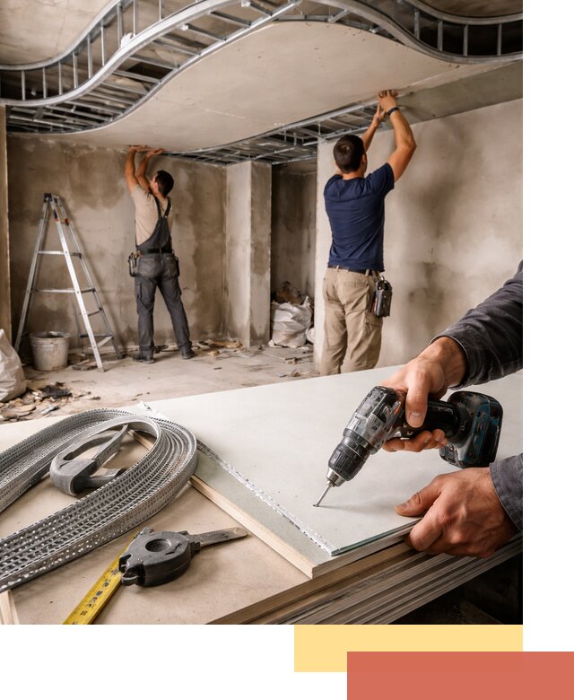 Криволинейный потолок из гипсокартона в Горячем Ключе — монтаж и отделка