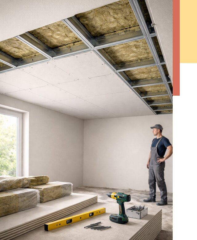 Звукоизоляция потолка ГКЛ в Горячем Ключе от 982 руб. — монтаж под ключ | ОТДЕЛОЧНИК-Грч