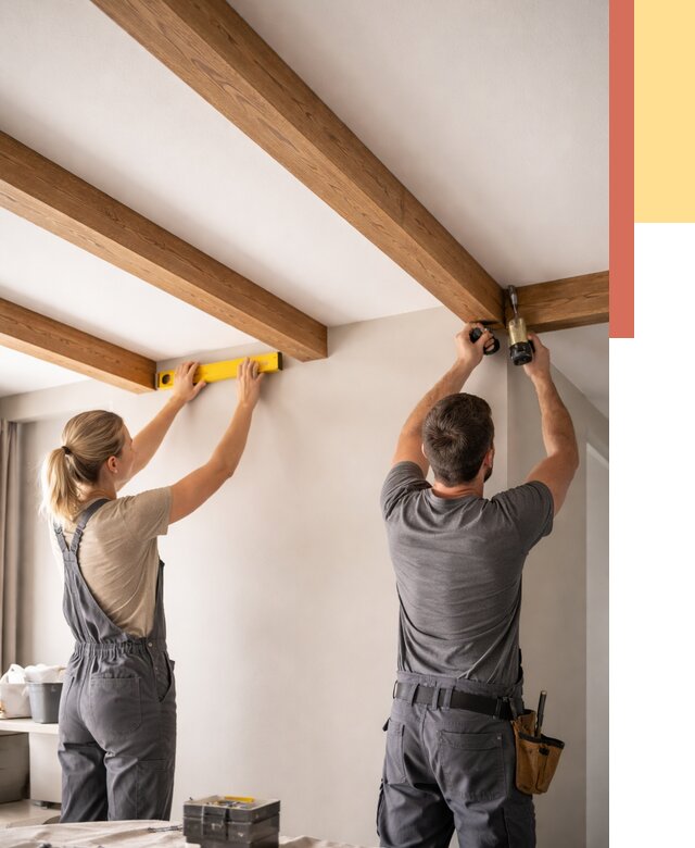 Монтаж декоративных балок на потолок в Горячем Ключе от 4340 руб. — ОТДЕЛОЧНИК-Грч